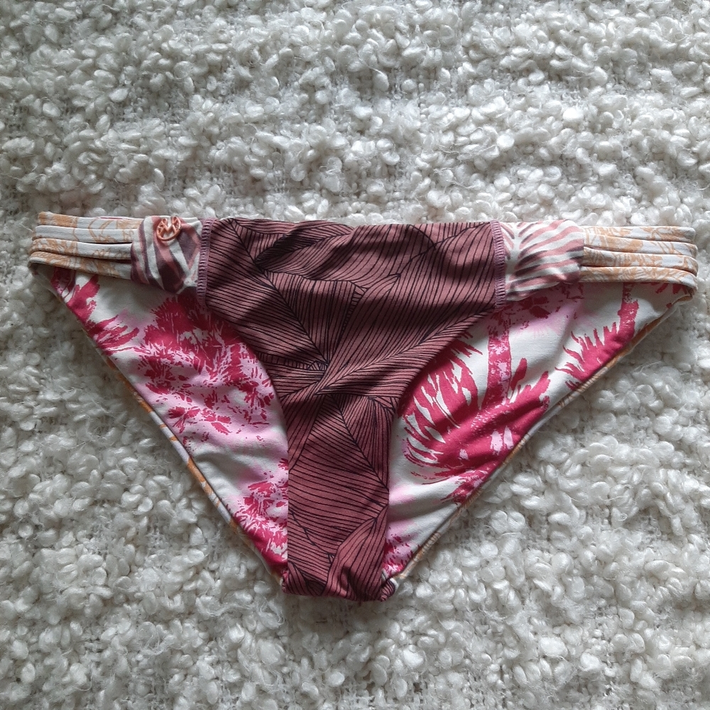 Maaji Strappy Pink Pattern Bikini Bottoms